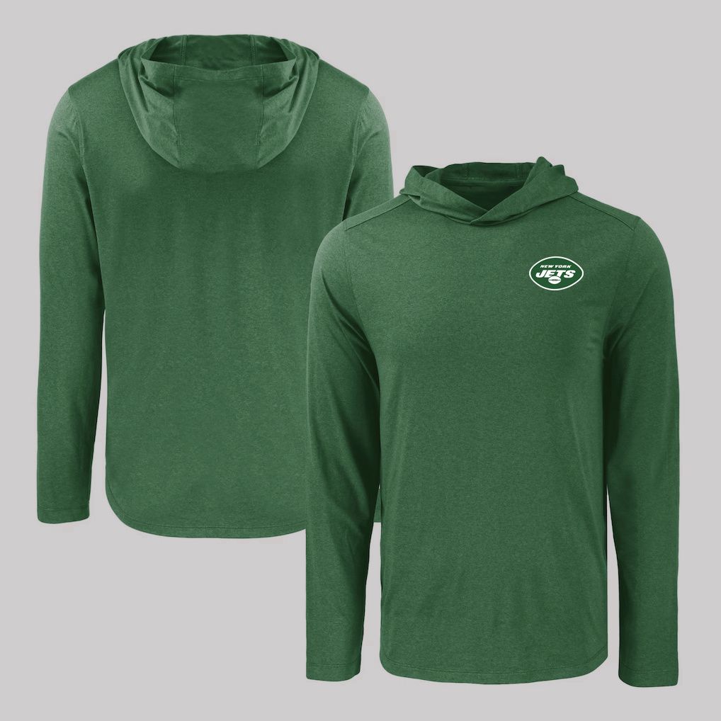 Men 2026 NFL New York Jets Hooded long sleeved T-shirt green 06->nfl t-shirts->Sports Accessory